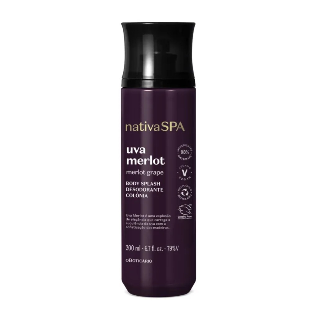 Colônia Body Splash Nativa Spa Uva Merlot 200ml - O Boticário