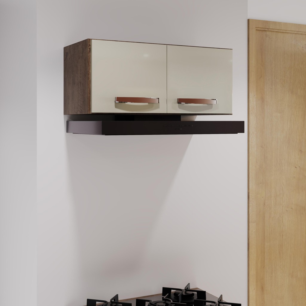 Armário Aéreo Modulado Para Geladeira Fidelitá Lisboa 70cm 2 Portas Noce/Off-White em Oferta na Shopee