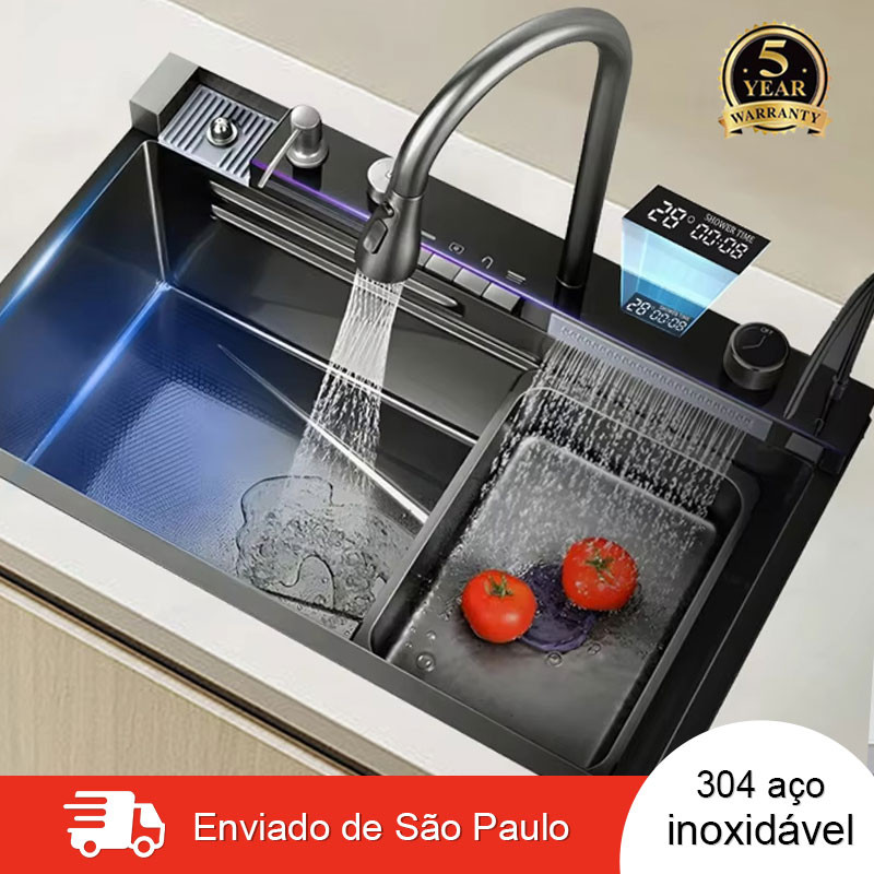 Kit Cuba  Gourmet Aço Inox 304 com acessórios pia de cozinha 75x46cm  Pia Inteligente Premium Completa Moderna em Oferta na Shopee