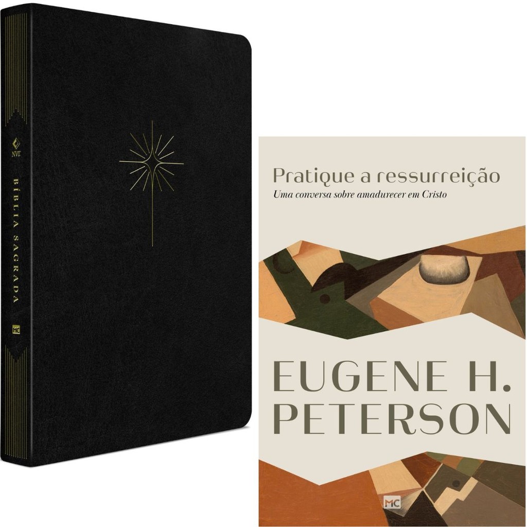 Kit Bíblia Slim Filament | NVT | Cor Preta + Livro Pratique a Ressurreição | Eugene H. Peterson | Mundo Cristão