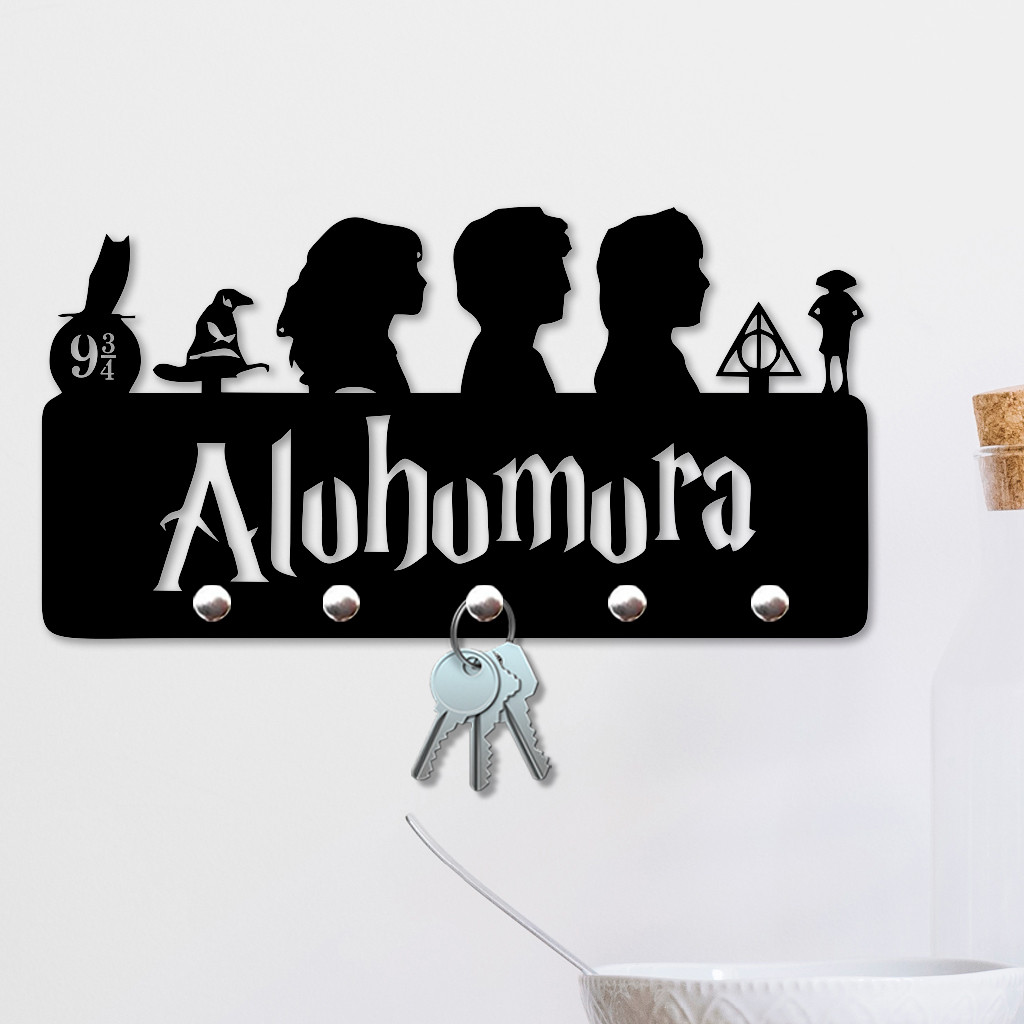 Porta Chaves Organizador Decorativo em MDF Preto 3mm com Autocolante