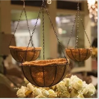 Kit 3 Vaso Pendurar 25cm Pendente Ferro Fibra Coco Natural em Oferta na Shopee