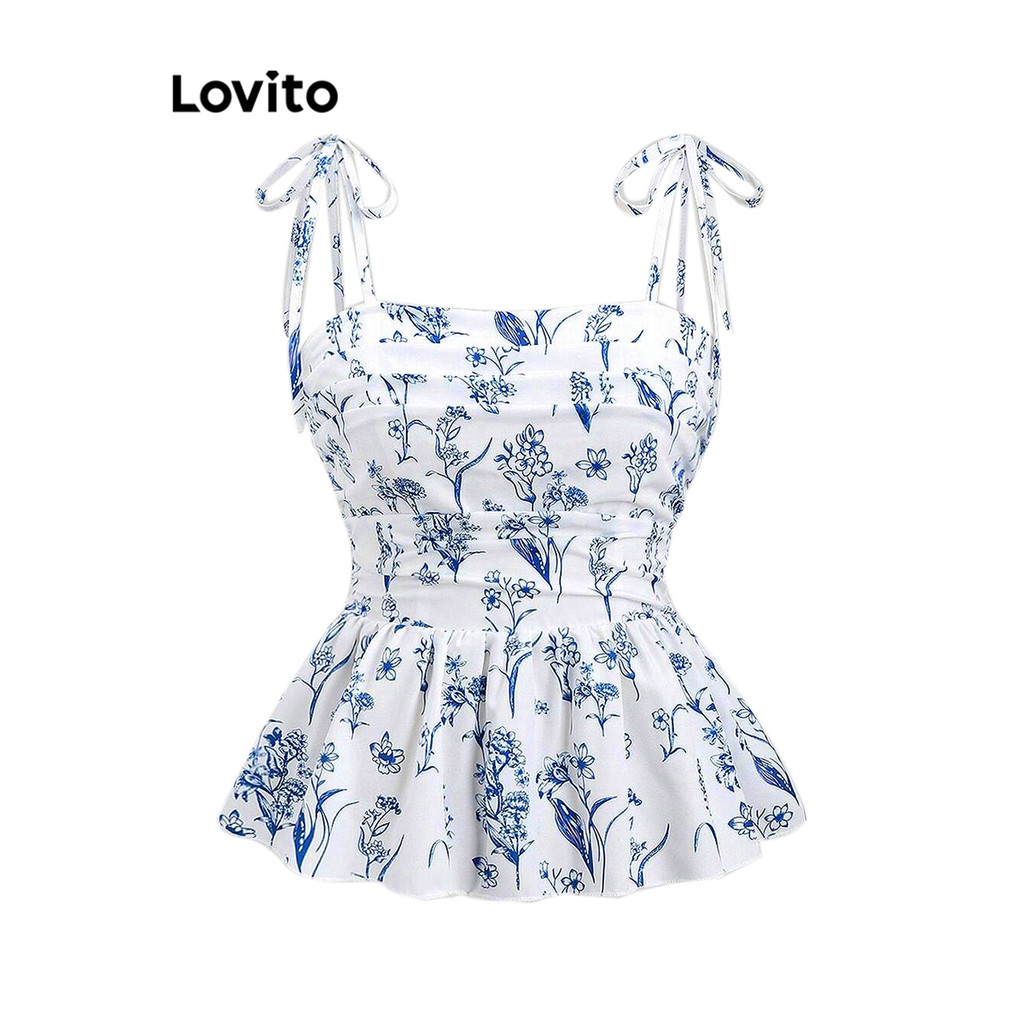 Lovito Regata Casual Ditsy Floral Com Cadarço Regata De Verão Para Mulheres L108ED336 - Women Clothes