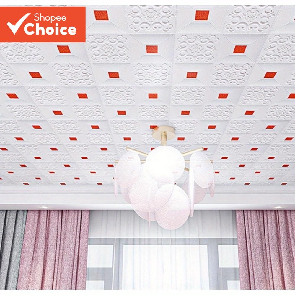 10pcs Novo Estilo De Adesivos De Parede De Teto Autocolantes De Papel Decoração De Telhado À Prova D'água 3D Fundo De TV