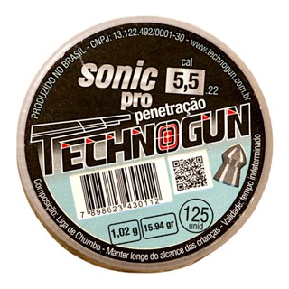 Chumbinho Technogun Sonic Pro 5.5mm (.22) - 125un em Oferta na Shopee