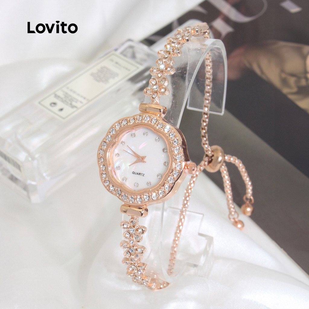 (Trendy) Lovito Casual Simples Brilhantes Todas As Estações Relógio De Quartzo Para Mulher LFA82340 em Oferta na Shopee