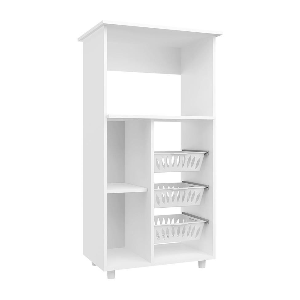 Armário para Micro-ondas com Fruteira Gisele 1 PT Branco - Home & Living