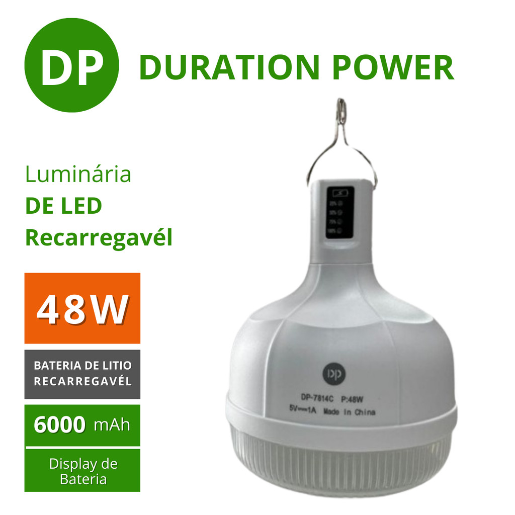 Lâmpada Led Recarregável 48W Portátil USB camping emergência