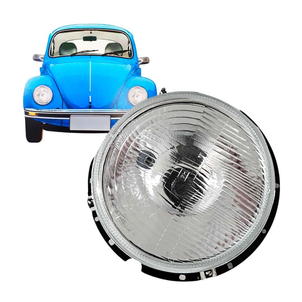Farol Dianteiro Principal Com Meia Luz Vidro Para Volkswagen Fusca 1976 a 1996 Nino 113941031