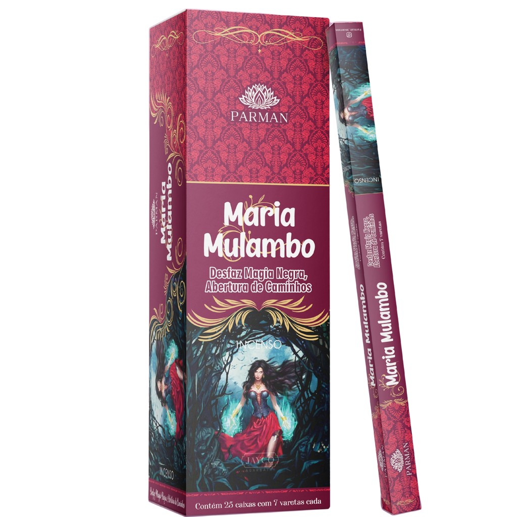 LANÇAMENTO INCENSO MARIA MULAMBO PARMAN BOX 25 CAIXAS COM 7 VARETAS