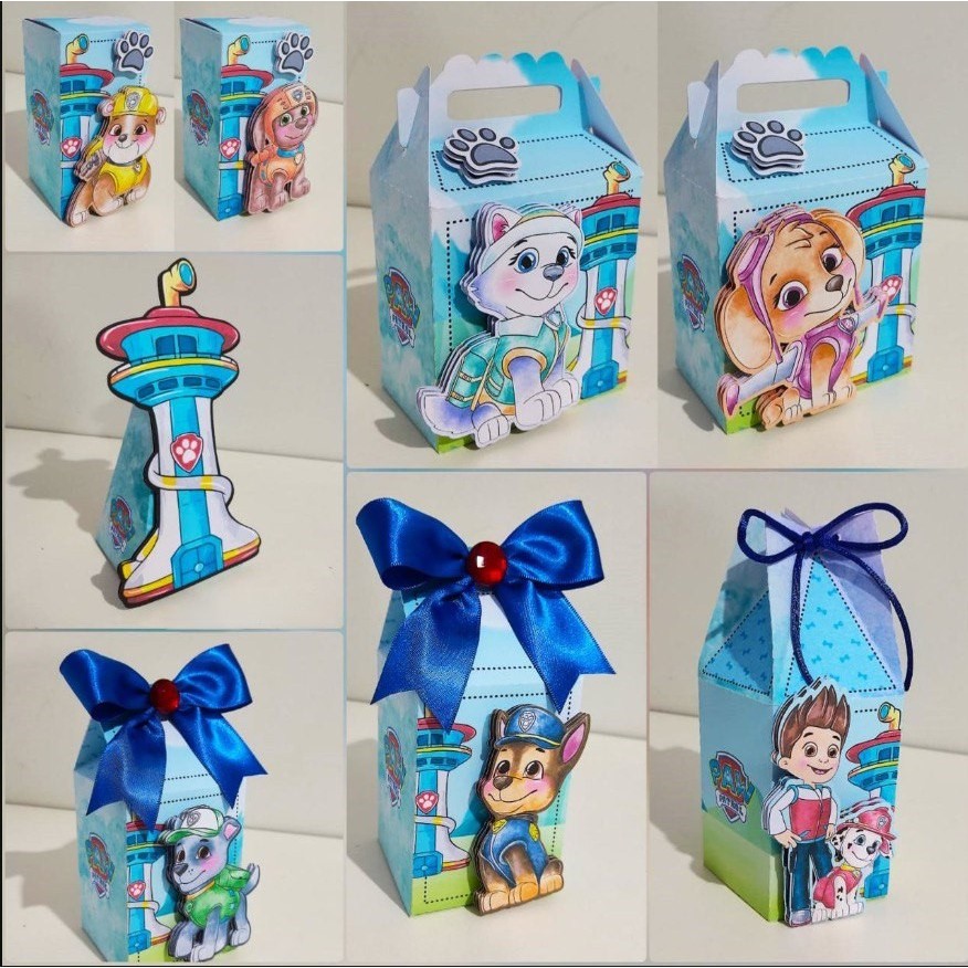 Kit Papelaria Personalizada Patrulha Canina Aquarelada Pawl Patrol Caixa Caixinha para Festa DESMONTADO em Oferta na Shopee