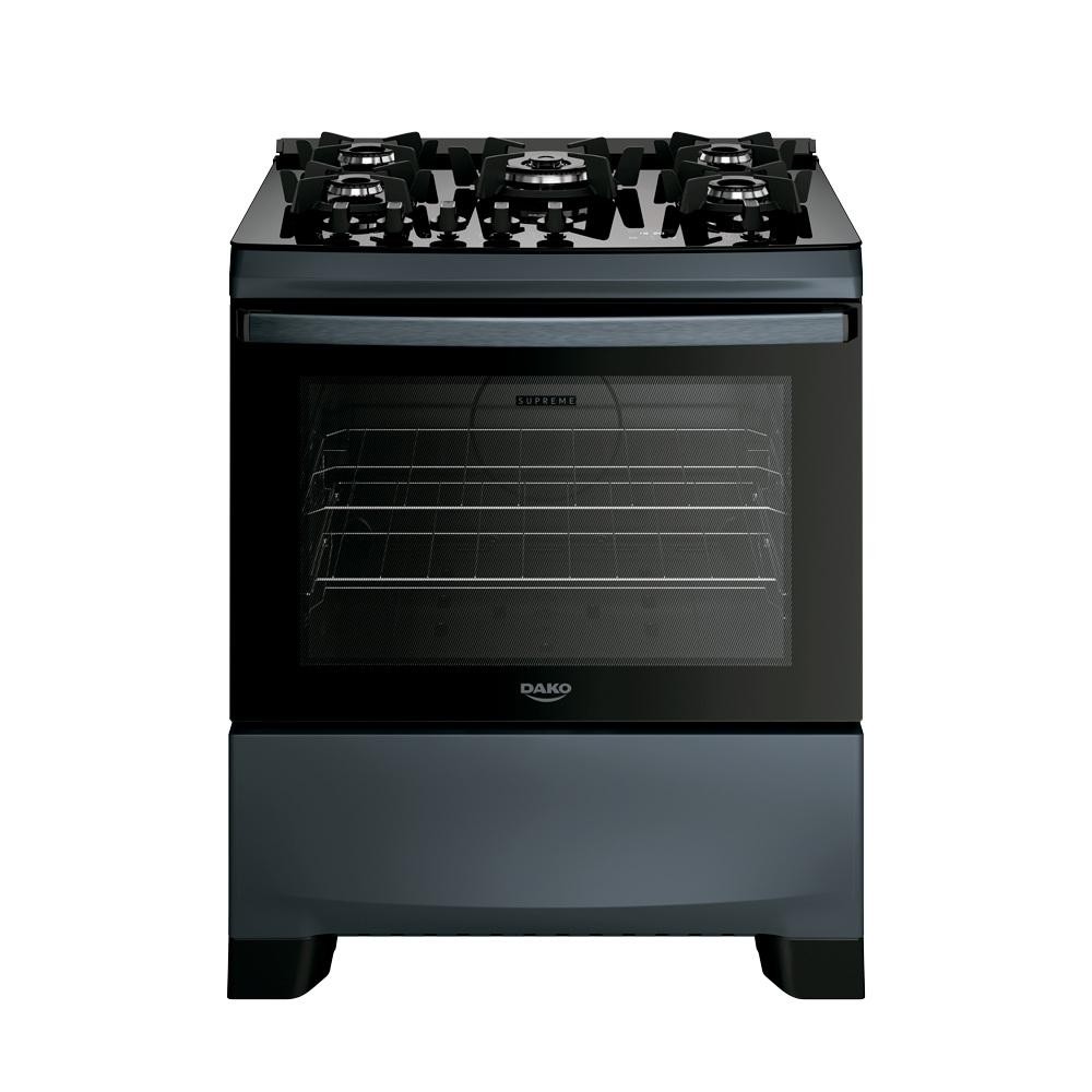 Fogão Dako 5 Bocas com Mesa de Vidro Tripla Chama Supreme Timer Glass Titanium Bivolt
 - Home Appliances