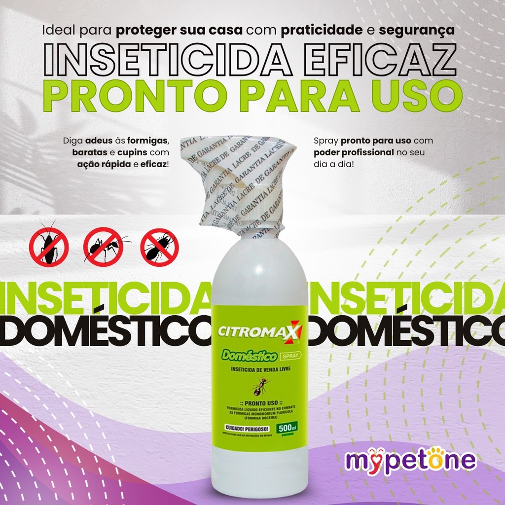 Detalhes do Kit 2 Spray Doméstico Citromax Contra Formiga Cupim Barata 500ml