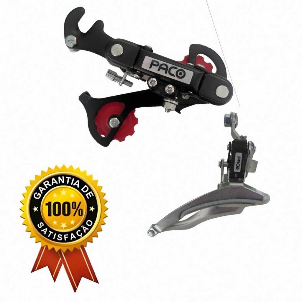 Câmbio Traseiro 6v Bicicleta C/ Gancheira Bike Paco + Passador Dianteiro 6v Paco