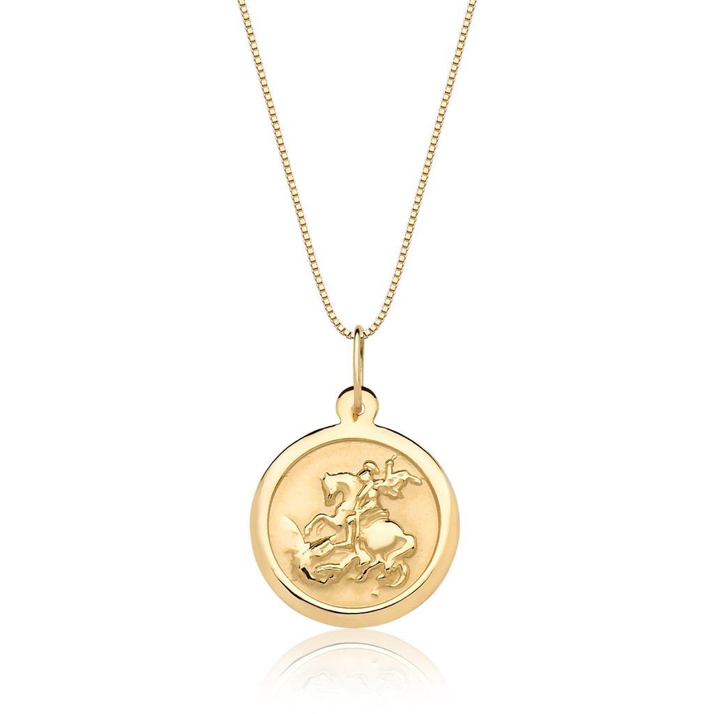 Corrente Veneziana 45 Pingente Medalh São Jorge Ouro 10k P26