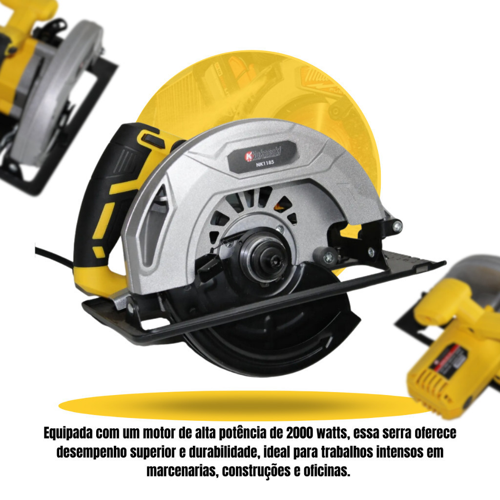 Serra Circular 2000W Profissional Com Disco + Brinde: 2 Carvões e 1 Disco Extra para Marcenaria em Oferta na Shopee