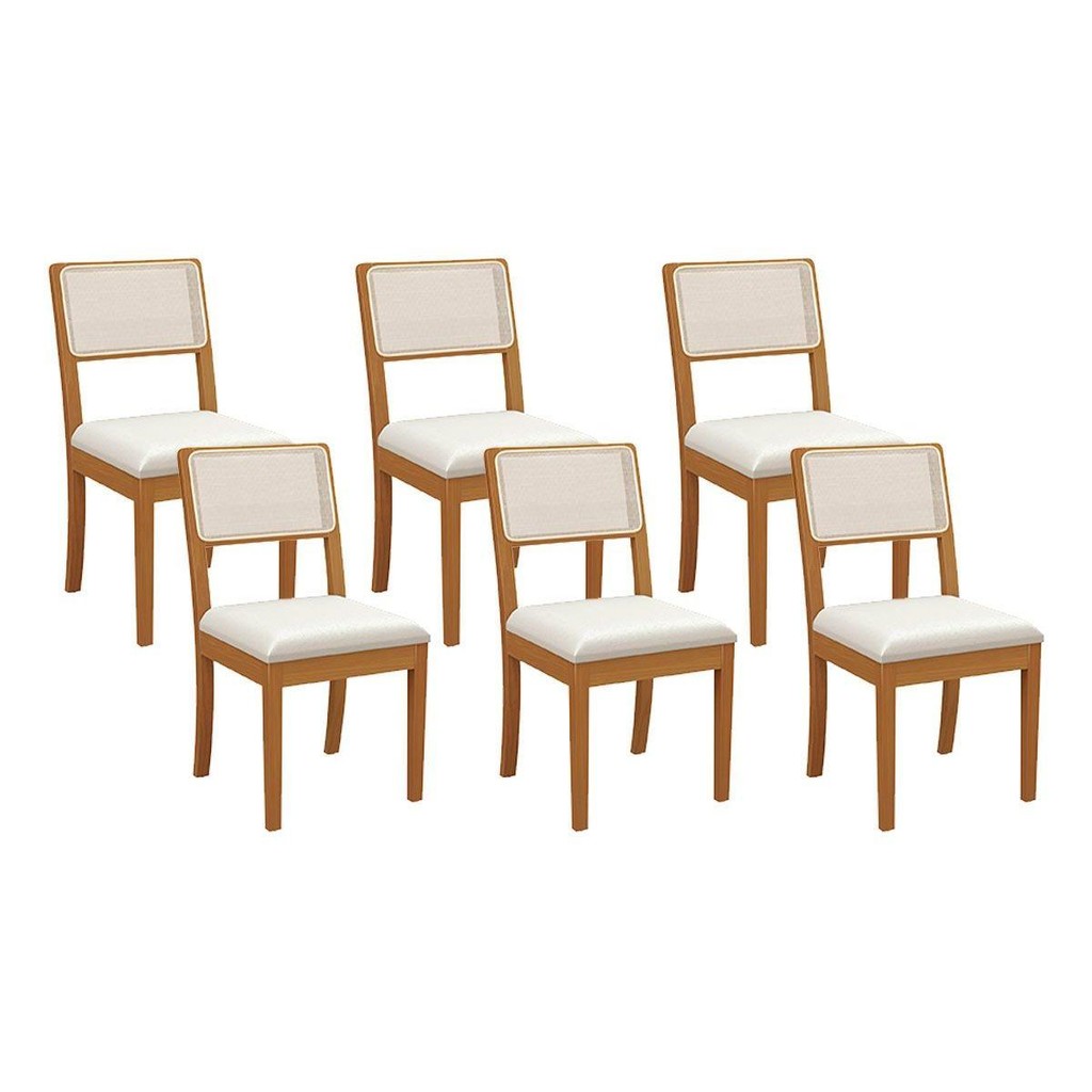Kit 6 Cadeiras Sala Jantar Lola 6 Un Carvalho/Linho Caqui/Tela Bege A040A - Kappesberg em Oferta na Shopee