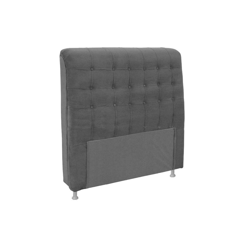 Cabeceira Cama Box Estofada Solteiro Dama Plus Suede Cinza - Simbal
