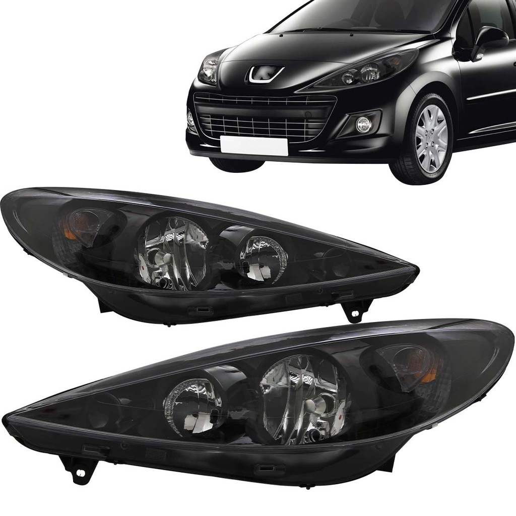Farol Peugeot 207 2009 2010 2011 2012 2013 2014 Foco Duplo Máscara Negra