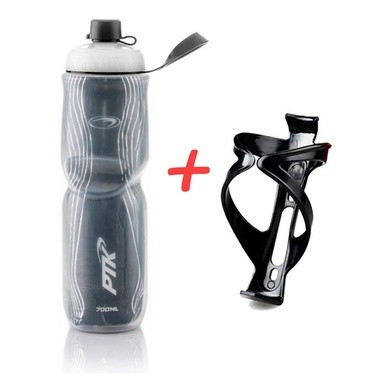 Garrafa de água termica com suporte para bicicleta garrafinha squeeze caramanhola térmica 700ml PTK em Oferta na Shopee