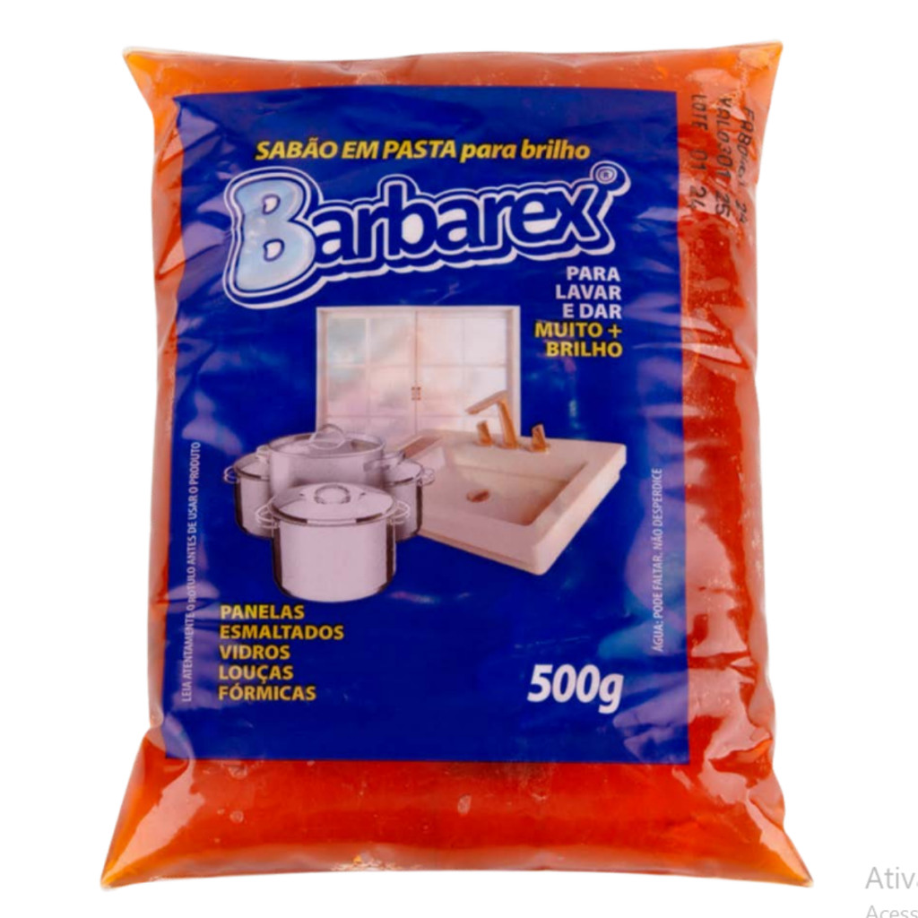 Sabão Pasta Brilho Louças Panelas Esmaltados Barbarex 500g em Oferta na Shopee