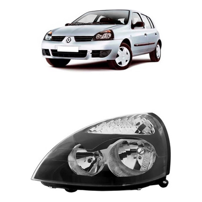 Farol Clio 2004 2005 2006 2007 2008 2009 2010 Mascara Negra Lado Esquerdo