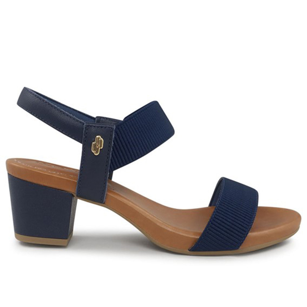 Sandália Salto Bloco Usaflex Elástico Y8204 Confort New Blue