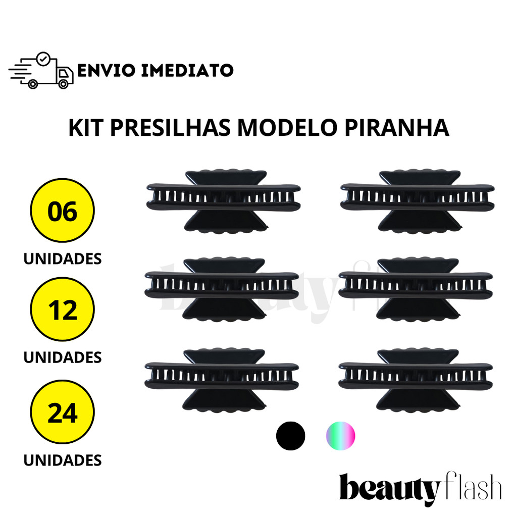 Kit 24 Presilhas Piranha Cabelo Profissional Trissé Acessórios Salão Penteado Acessório Feminino