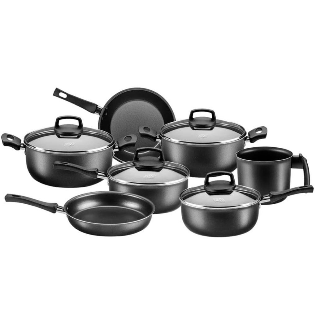 Conjunto de Panelas 7 Peças Safira Antiaderente MTA Grafite Com Fervedor - Home & Living