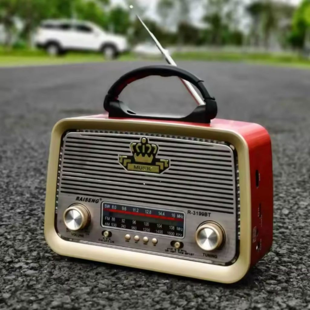 Radio Retro Bluetooth Entrada Usb Micro SD Lanterna e Saída Auxiliar Caixa de Som Vintage Portátil Rádio FM/AM/SW