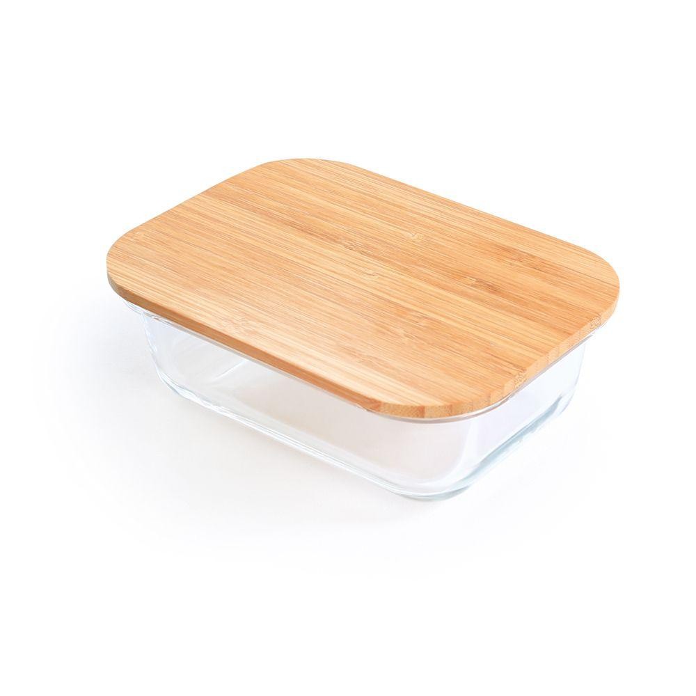 Pote de Vidro Retangular Hérmetico com Tampa de Bambu 420ml Incolor 11x15x5 cm em Oferta na Shopee