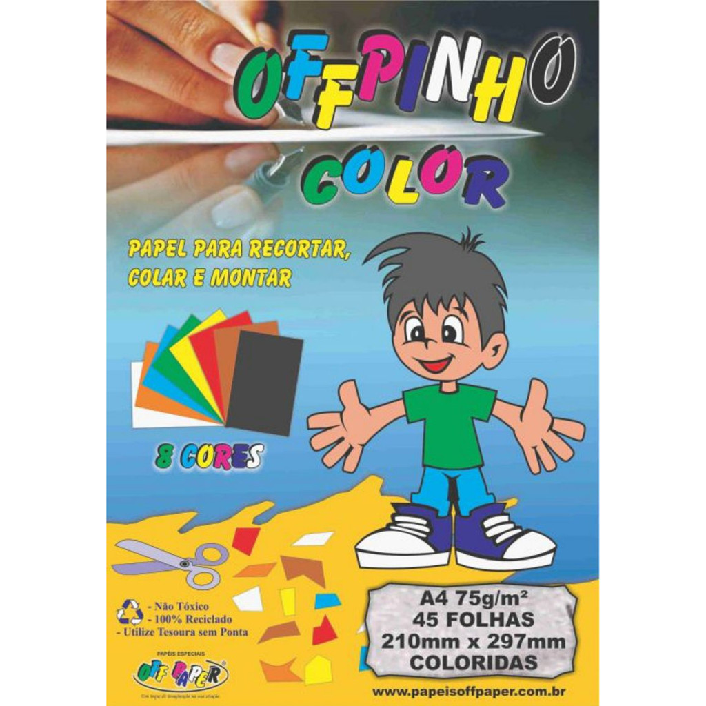 Papel Criativo Offpinho Colorido A4 75G 8 Cores - 1 bloco