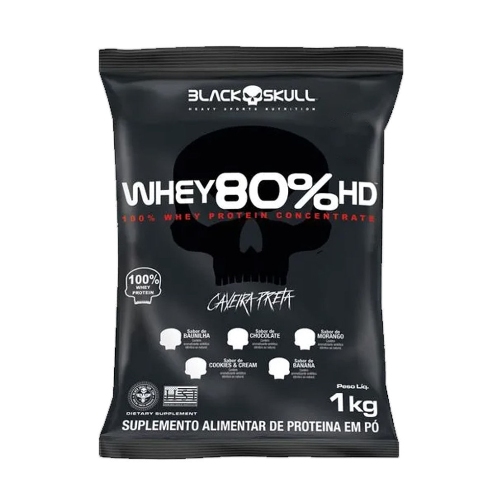 WHEY  PROTEIN CONCENTRADO 80% HD - CAVEIRA PRETA - Health
