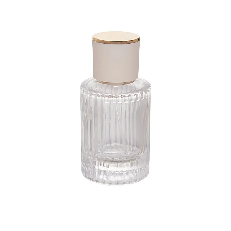 Frasco para Perfumaria de Vidro com Válvula Spray Dourada Tampa Luxo Off White  - 50ml - 1 unidade - Rizzo - Travel & Luggage