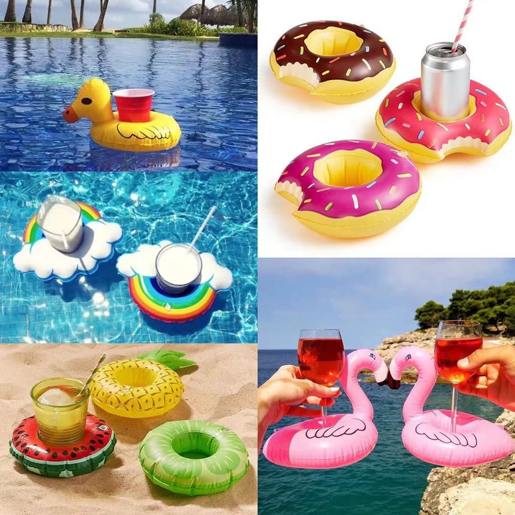 Kits5/10/15/20Porta Copos Boia Inflavel Piscina Varios Formatos Lata Brinquedos para Piscina Diversos Modelos em Oferta na Shopee