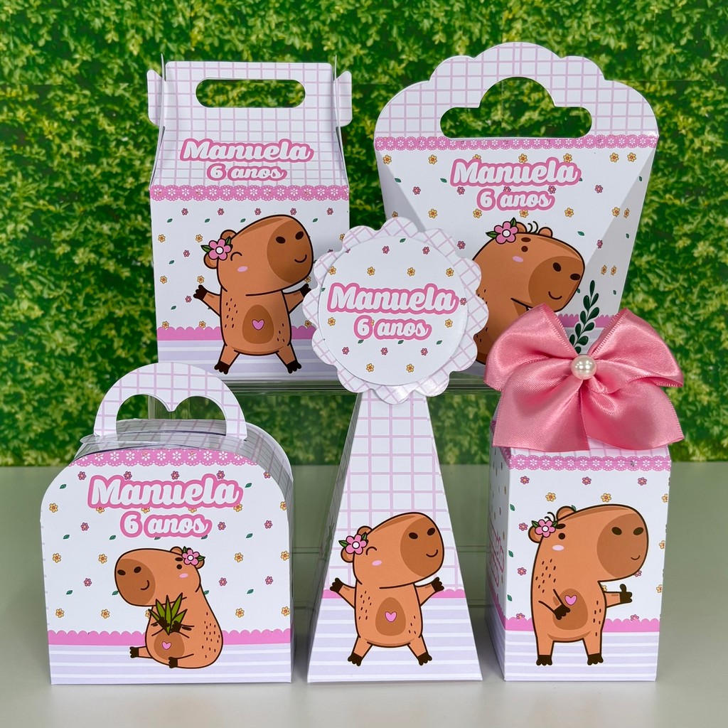 Kit Festa Capivara - Lembrancinhas de Aniversário Caixinhas Personalizados