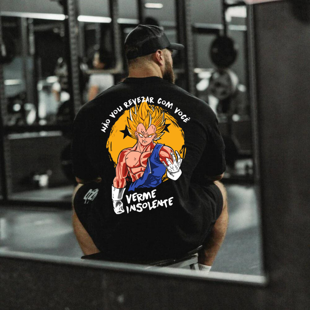 Camiseta Oversized Masculina Vegeta Academia Camisa 100% Algodão Lançamento