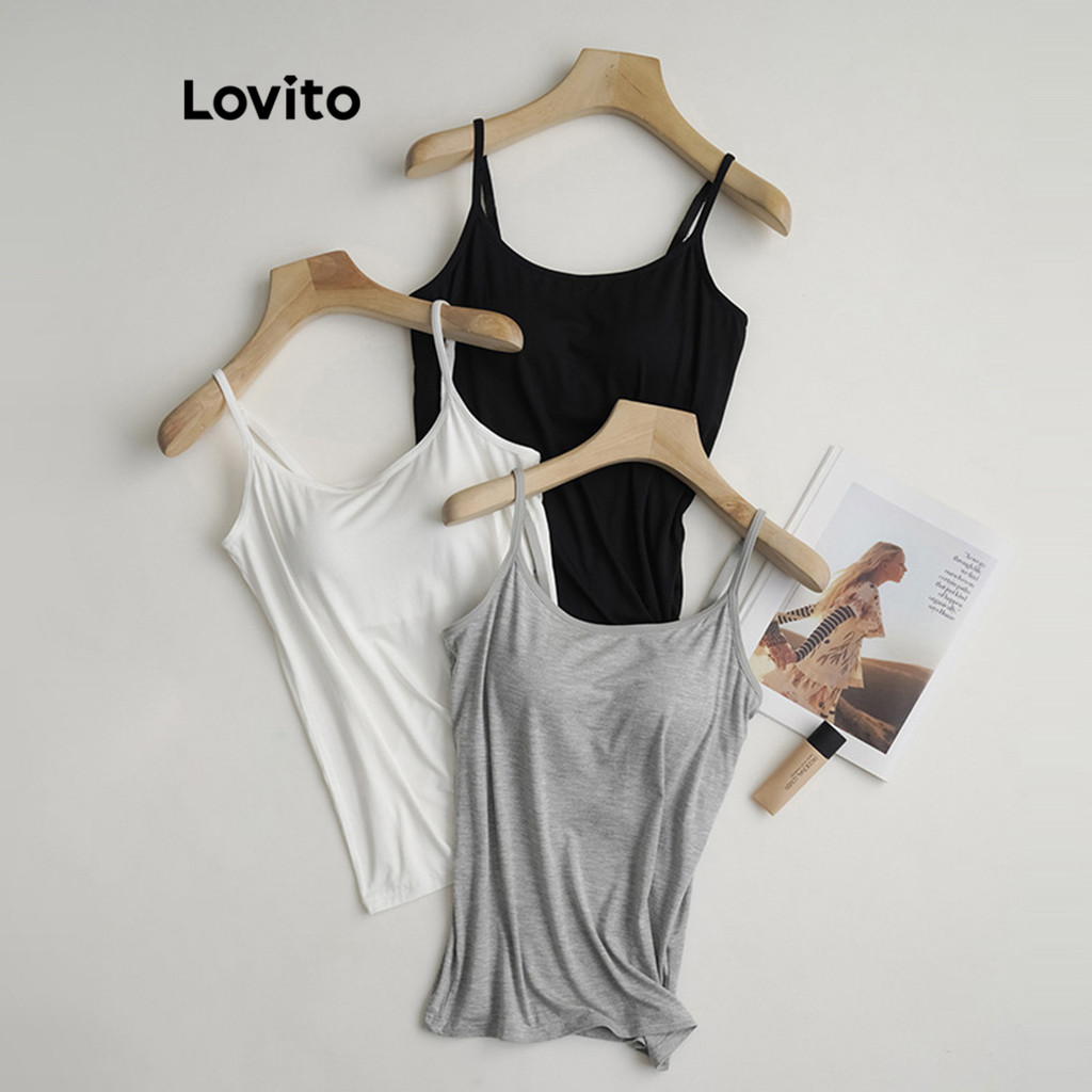 Lovito Regatas Esportivas Simples Yoga Sling Sports Tank Para Mulheres LNL50247 - Sports & Outdoors