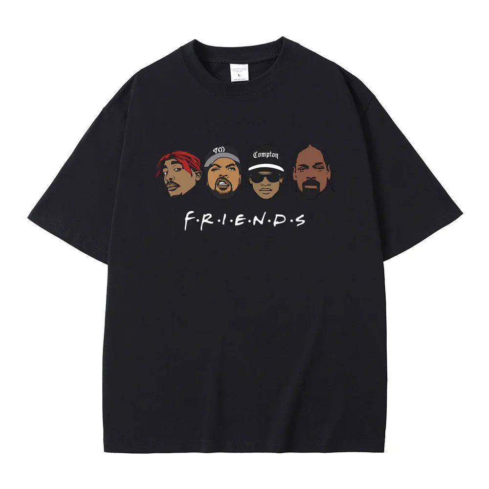 Camiseta Unissex Algodão Friendes 2pac, Ice Clube, Eazy-E, Snoop Dogg, Hip Hop Rap Amigos Rappers Lançamento