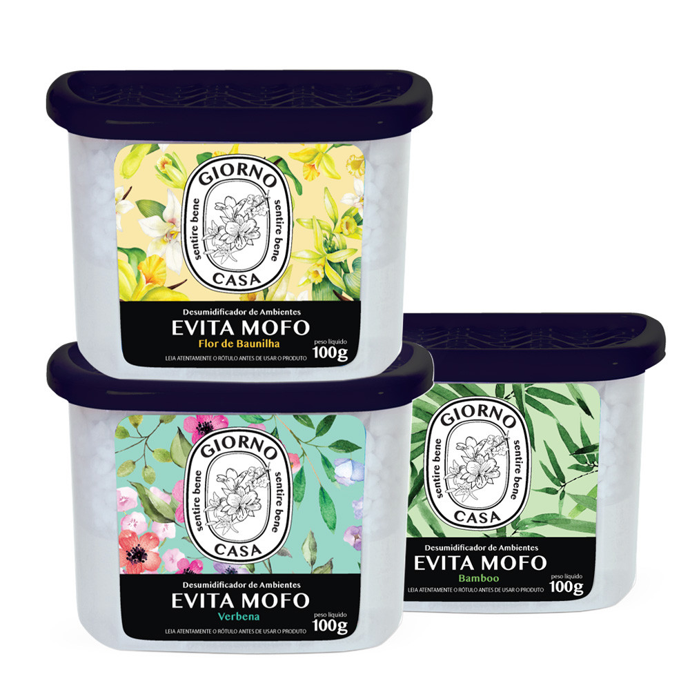 Kit Giorno Casa Sentire Bene Evita Mofo Flor de Baunilha Verbana e Bamboo (3 produtos)