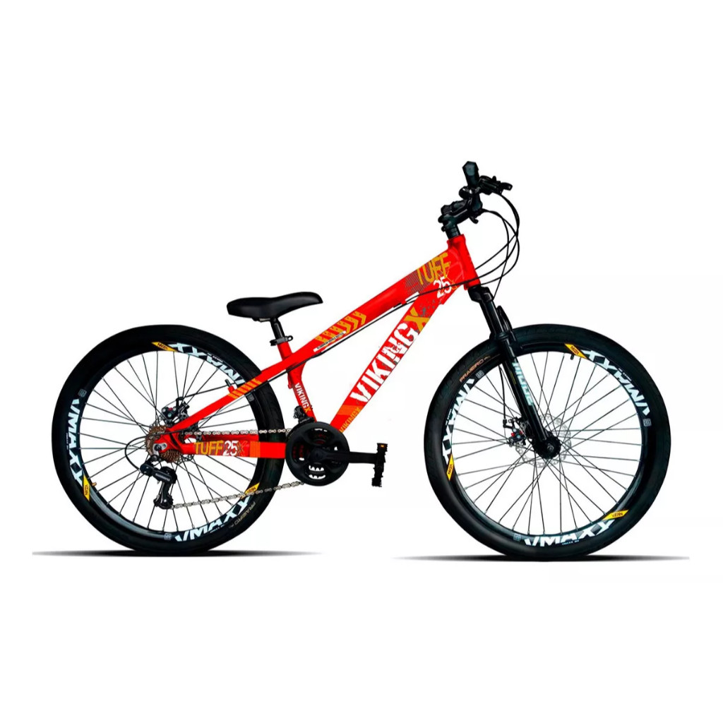 Mountain Bike Vikingx Tuff 25 Aro 26 13 21v Freios De Disco Mecânico Cor Vermelho em Oferta na Shopee