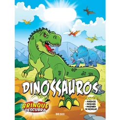 Kit Brinque E Descubra Dinossauros + Máscara e Cartela de Adesivos