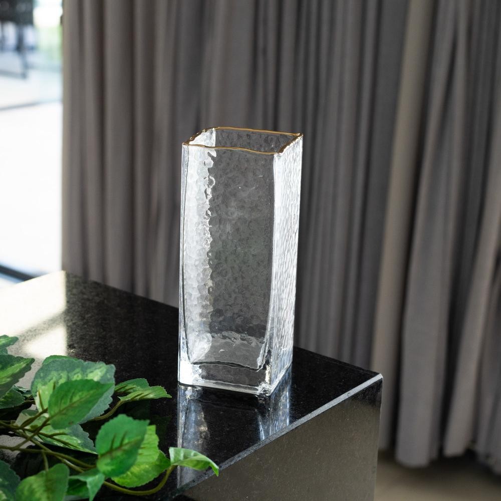 Vaso Wolff Taj Borda Dourada de Vidro 20x8cm em Oferta na Shopee