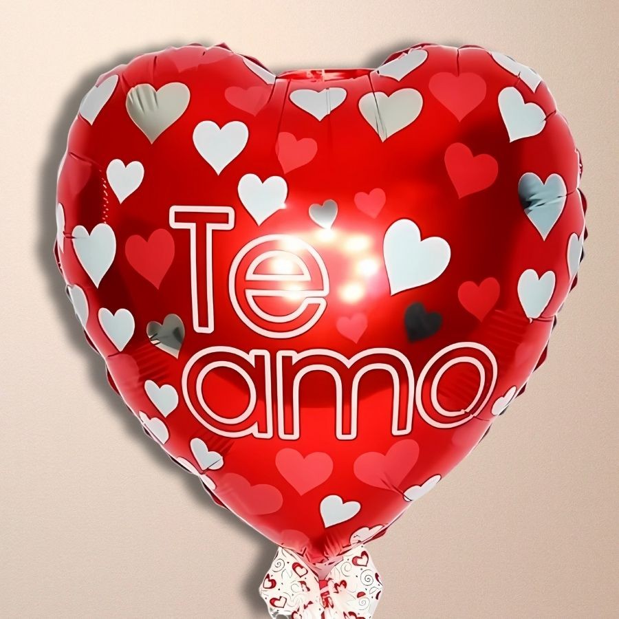 Balão De Festa Metalizado De Coração 18" 45cm - Te Amo - 1 unidade - Rizzo - Rizzo