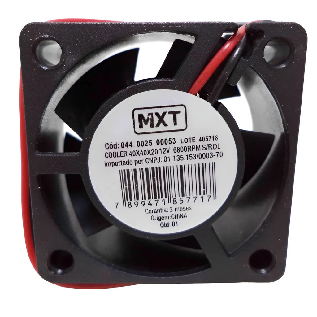 Cooler Ventoinha MXT 40mm 12V – Resfriamento para Eletrônicos