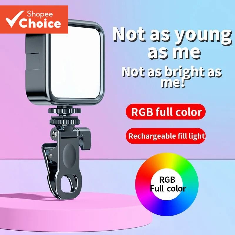 Mini Câmera de Vídeo Portátil Led Noturna 6000k para Selfie Stick e Facial Beleza com Tripé