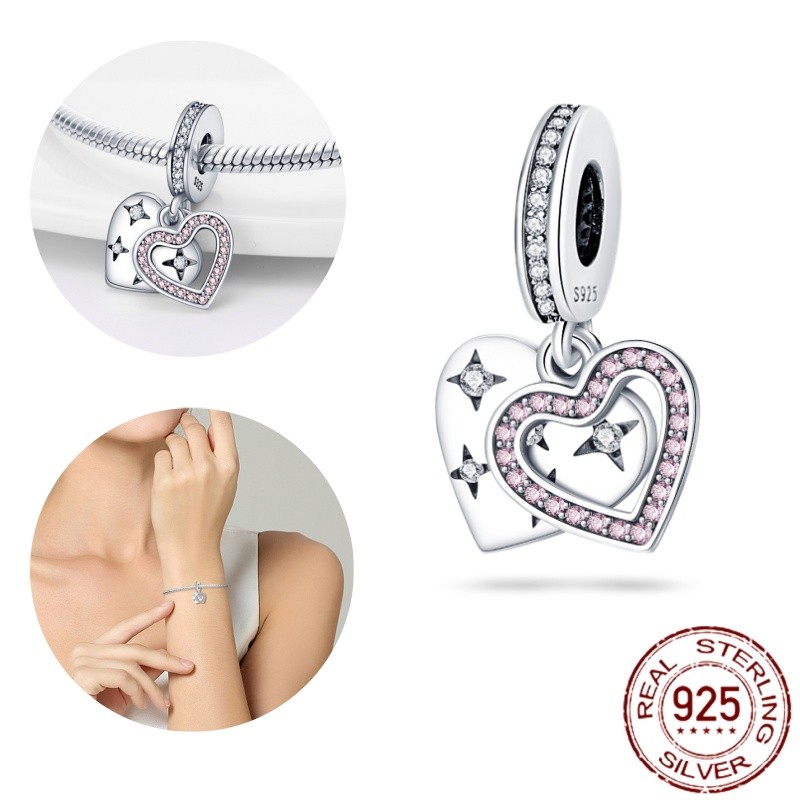 S925 prata pingente jóias adequadas para Original 3mm pulseira colar DIY charme presente de aniversário