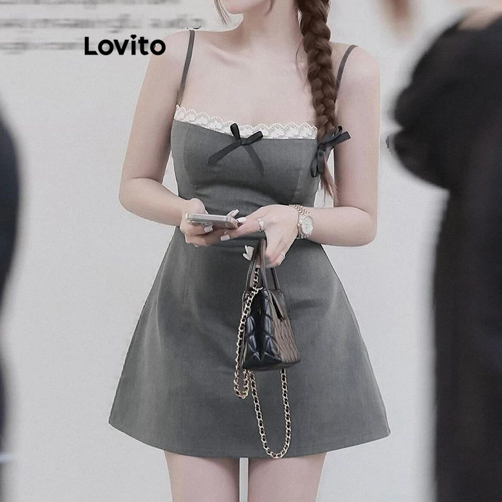 (Trendy) Lovito Vestido Casual Liso Com Bolso E Botão Para Mulheres L114ADDR594 em Oferta na Shopee