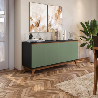 Aparador Kappesberg 4 Portas Preto Fosco/ Verde Oliva 156cm em Oferta na Shopee