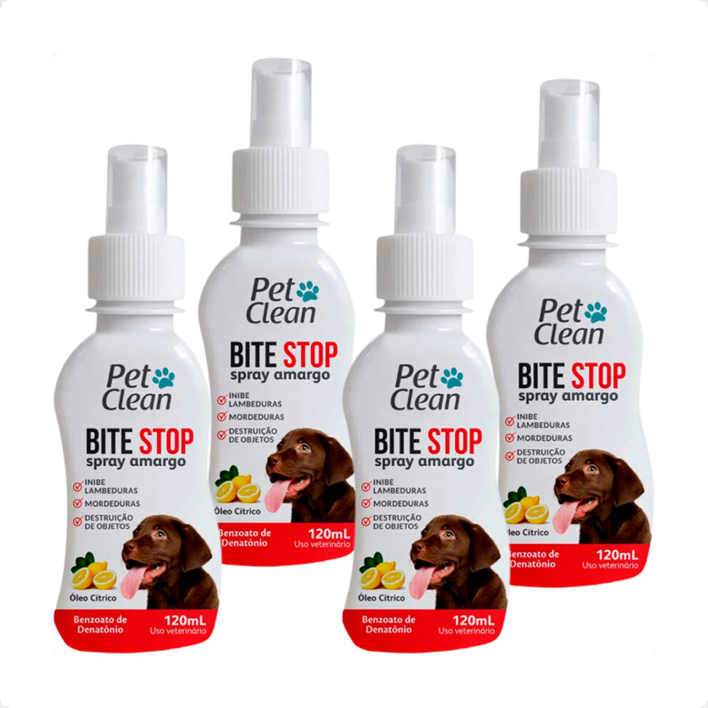 Kit 4 Bite Stop Spray Educador Pet Clean - 120ml em Oferta na Shopee